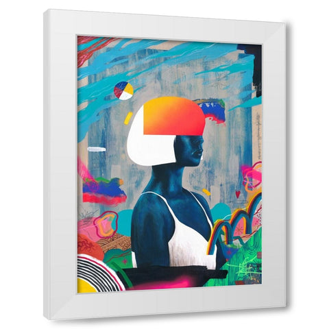 Blue Girl White Modern Wood Framed Art Print by Famous When Dead