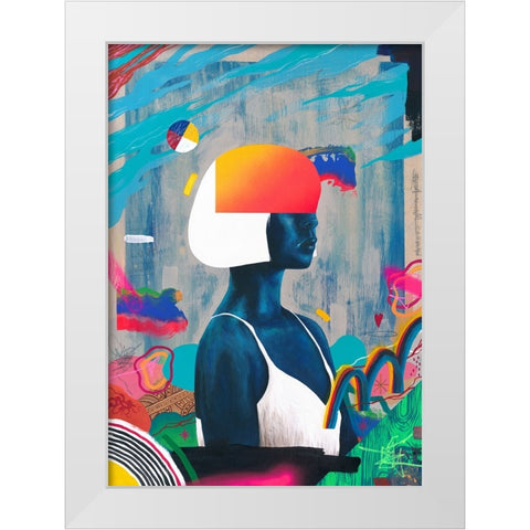 Blue Girl White Modern Wood Framed Art Print by Famous When Dead
