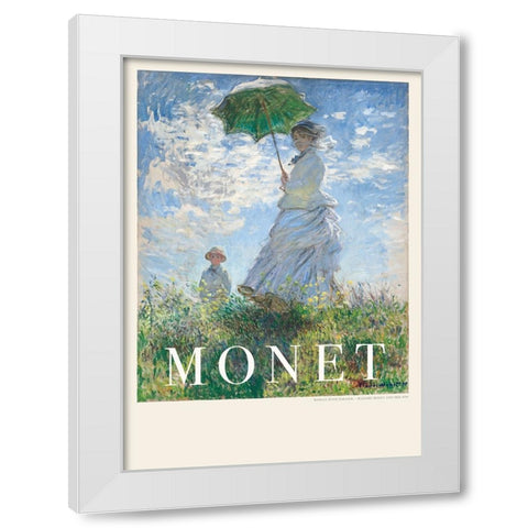 Woman With Parasol White Modern Wood Framed Art Print by Pictufy