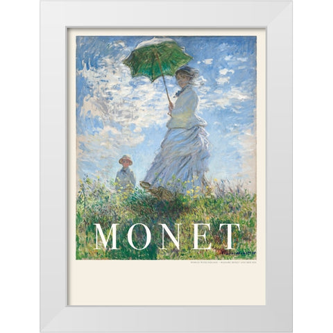 Woman With Parasol White Modern Wood Framed Art Print by Pictufy