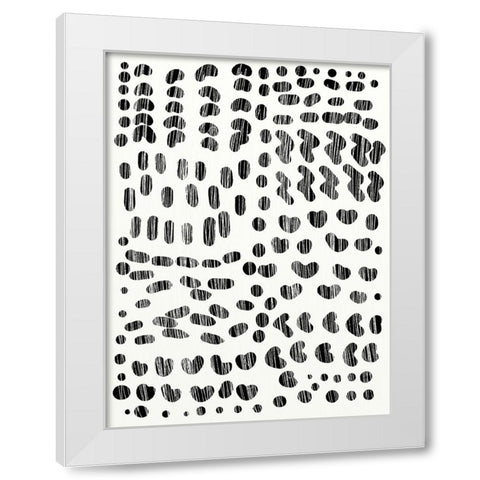 Dots and Strokes White Modern Wood Framed Art Print by Hobday, Dan