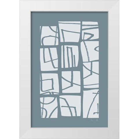 Shapes and Lines White Modern Wood Framed Art Print by Hobday, Dan