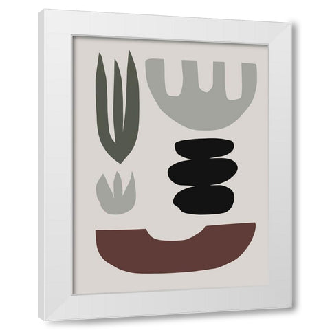 Shapes White Modern Wood Framed Art Print by Hobday, Dan