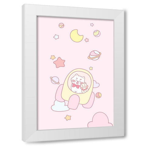 Dog and Hamster in space White Modern Wood Framed Art Print by Thai, Xuan