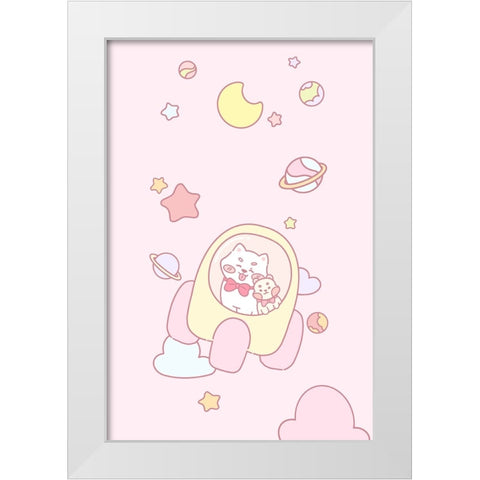 Dog and Hamster in space White Modern Wood Framed Art Print by Thai, Xuan