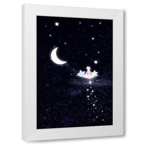 6000x9000 Starry boat White Modern Wood Framed Art Print by Thai, Xuan