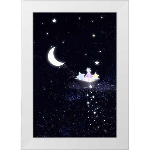 6000x9000 Starry boat White Modern Wood Framed Art Print by Thai, Xuan