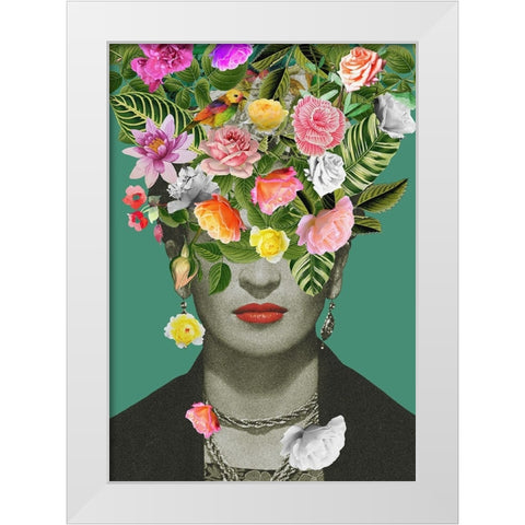 Floral Frida White Modern Wood Framed Art Print by Floral Studio, Frida