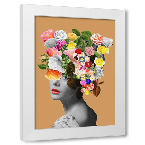 Floral portrait White Modern Wood Framed Art Print by Floral Studio, Frida