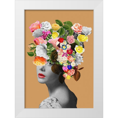 Floral portrait White Modern Wood Framed Art Print by Floral Studio, Frida
