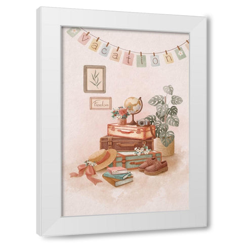 Vacation trip White Modern Wood Framed Art Print by Thai, Xuan