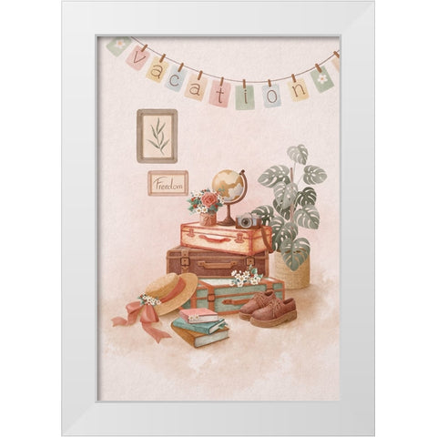 Vacation trip White Modern Wood Framed Art Print by Thai, Xuan