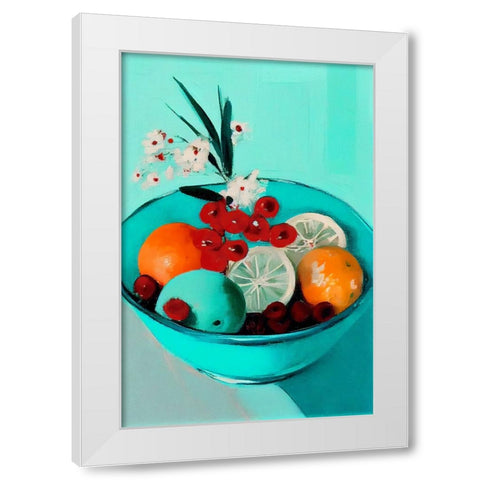 Delicious Fruits White Modern Wood Framed Art Print by Treechild