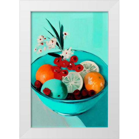 Delicious Fruits White Modern Wood Framed Art Print by Treechild