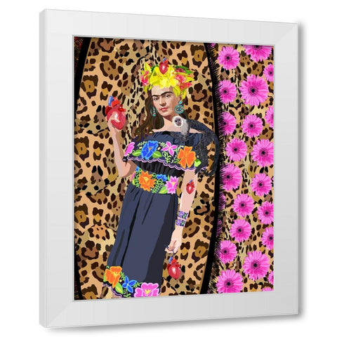 love Frida White Modern Wood Framed Art Print by Rakos, Lynnda
