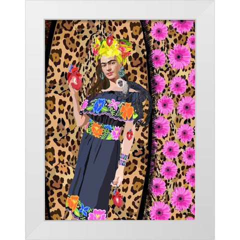love Frida White Modern Wood Framed Art Print by Rakos, Lynnda