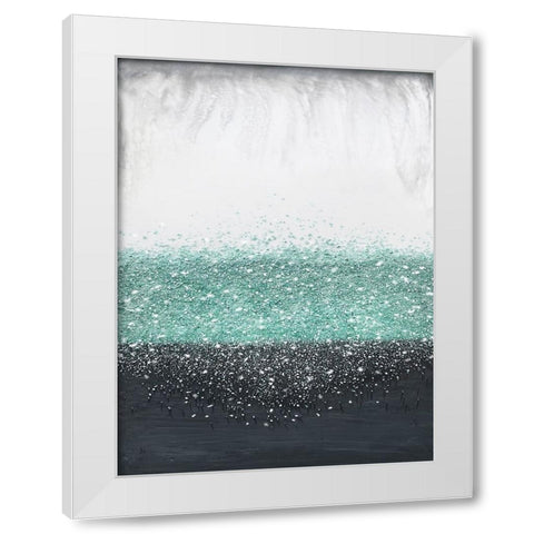 Crystal Rain Green White Modern Wood Framed Art Print by Storms, Alyson