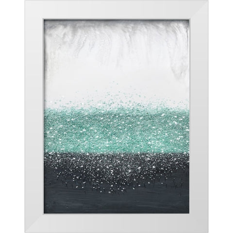 Crystal Rain Green White Modern Wood Framed Art Print by Storms, Alyson
