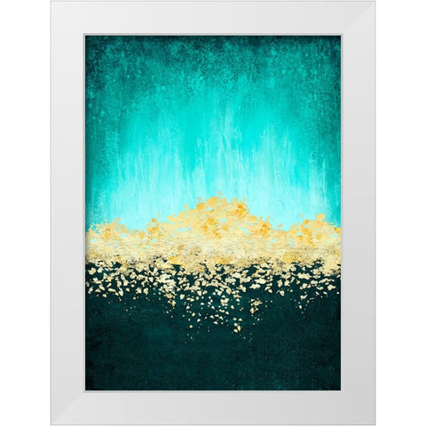 Golden Dawn Teal White Modern Wood Framed Art Print by Storms, Alyson