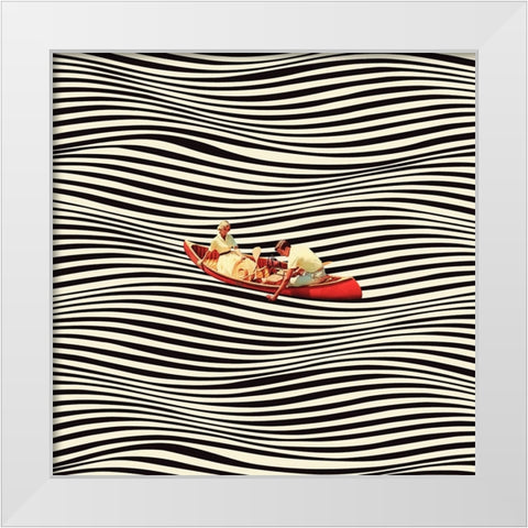 The Real Boat Trip White Modern Wood Framed Art Print by Taudalpoi
