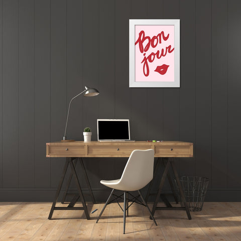 Bonjour Lip White Modern Wood Framed Art Print by Fritsch, Athene