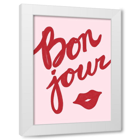 Bonjour Lip White Modern Wood Framed Art Print by Fritsch, Athene