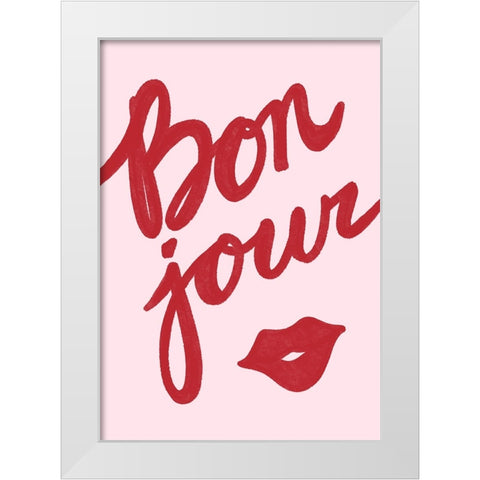 Bonjour Lip White Modern Wood Framed Art Print by Fritsch, Athene