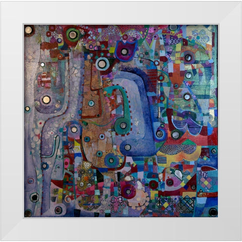 Indigo Mirror White Modern Wood Framed Art Print by Loebelsohn, Alise
