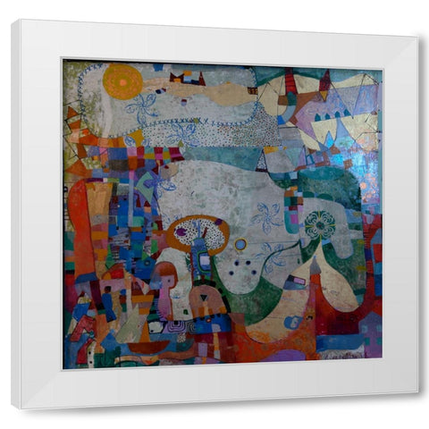 Distant Village White Modern Wood Framed Art Print by Loebelsohn, Alise