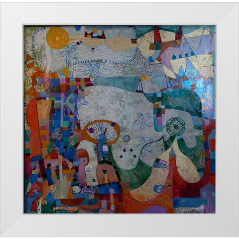 Distant Village White Modern Wood Framed Art Print by Loebelsohn, Alise