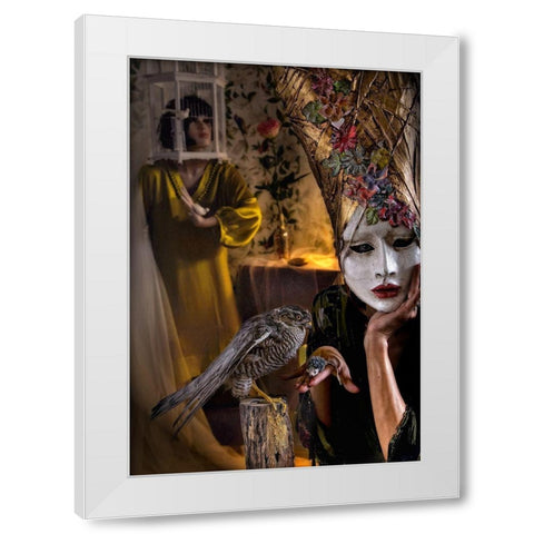 Feeding White Modern Wood Framed Art Print by Ambra