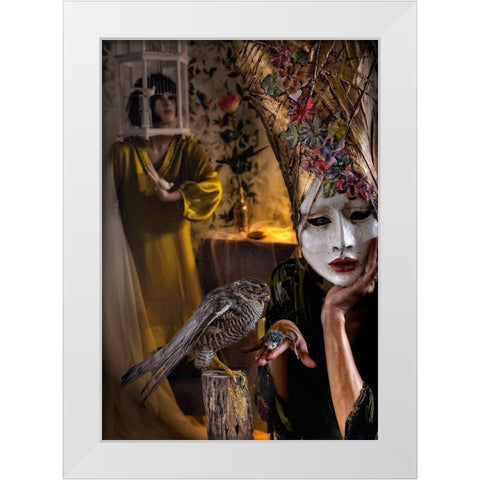Feeding White Modern Wood Framed Art Print by Ambra