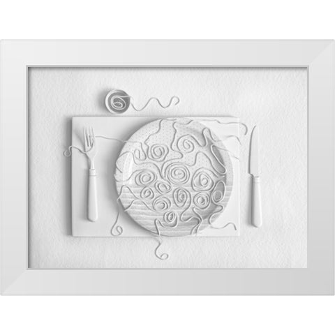 S.P.A.G.H.E.T.T.I White Modern Wood Framed Art Print by Lazarov -, Dimitar