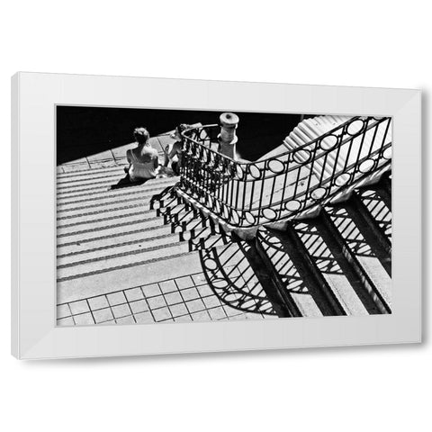 Confidential Stairs White Modern Wood Framed Art Print by Mexia, Laura