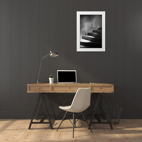 Steps Of Light White Modern Wood Framed Art Print by Seawell, Mark