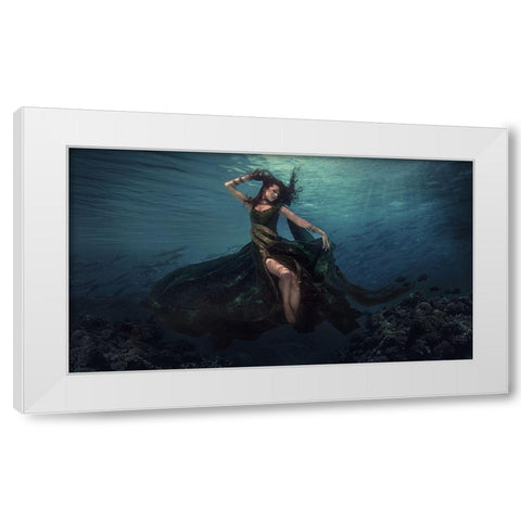 Dancing In The Waves White Modern Wood Framed Art Print by Suherman, Martha