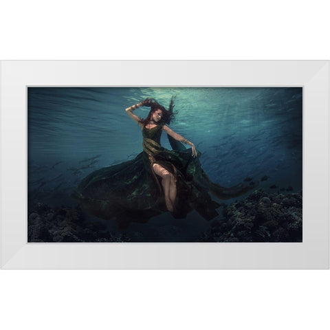 Dancing In The Waves White Modern Wood Framed Art Print by Suherman, Martha