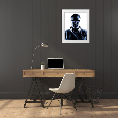 Linel 1 White Modern Wood Framed Art Print by Damsten, Petri