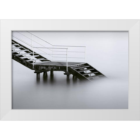 Downstairs White Modern Wood Framed Art Print by Barandiaran, Inigo