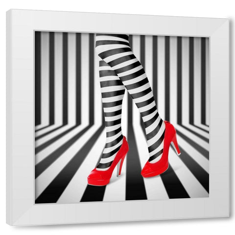 Red Shoes White Modern Wood Framed Art Print by Nur, Ihdar
