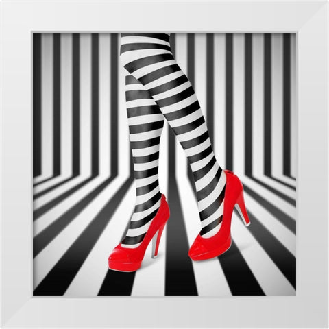 Red Shoes White Modern Wood Framed Art Print by Nur, Ihdar