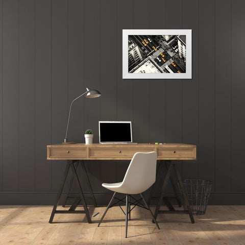 Yellow Flow White Modern Wood Framed Art Print by Kloren, Stefan