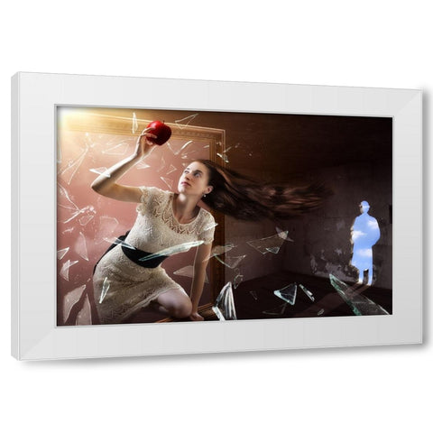 MagritteS Muse White Modern Wood Framed Art Print by Kiciak, Christophe