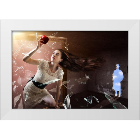 MagritteS Muse White Modern Wood Framed Art Print by Kiciak, Christophe