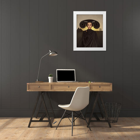 Mistress Of The Black Mountains. White Modern Wood Framed Art Print by Smirnov, Sergei