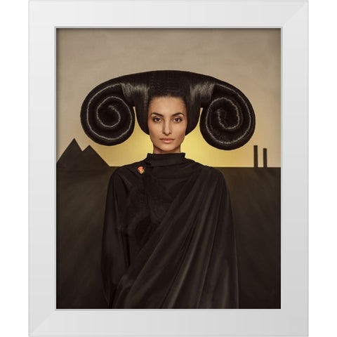 Mistress Of The Black Mountains. White Modern Wood Framed Art Print by Smirnov, Sergei