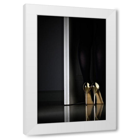 Golden Eyes White Modern Wood Framed Art Print by Schottstaedt, Erik