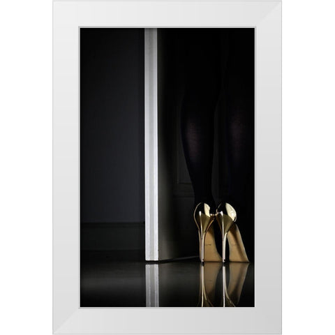 Golden Eyes White Modern Wood Framed Art Print by Schottstaedt, Erik