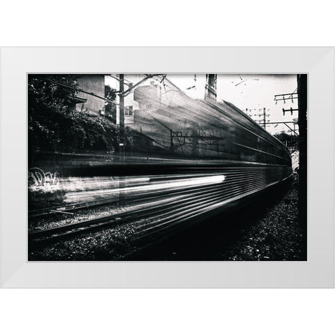 Train White Modern Wood Framed Art Print by Suzuki, Tatsuo