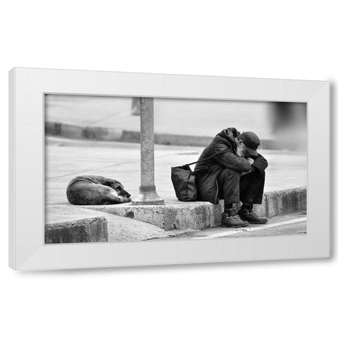 Two Friendly...! White Modern Wood Framed Art Print by Kasim, Murat